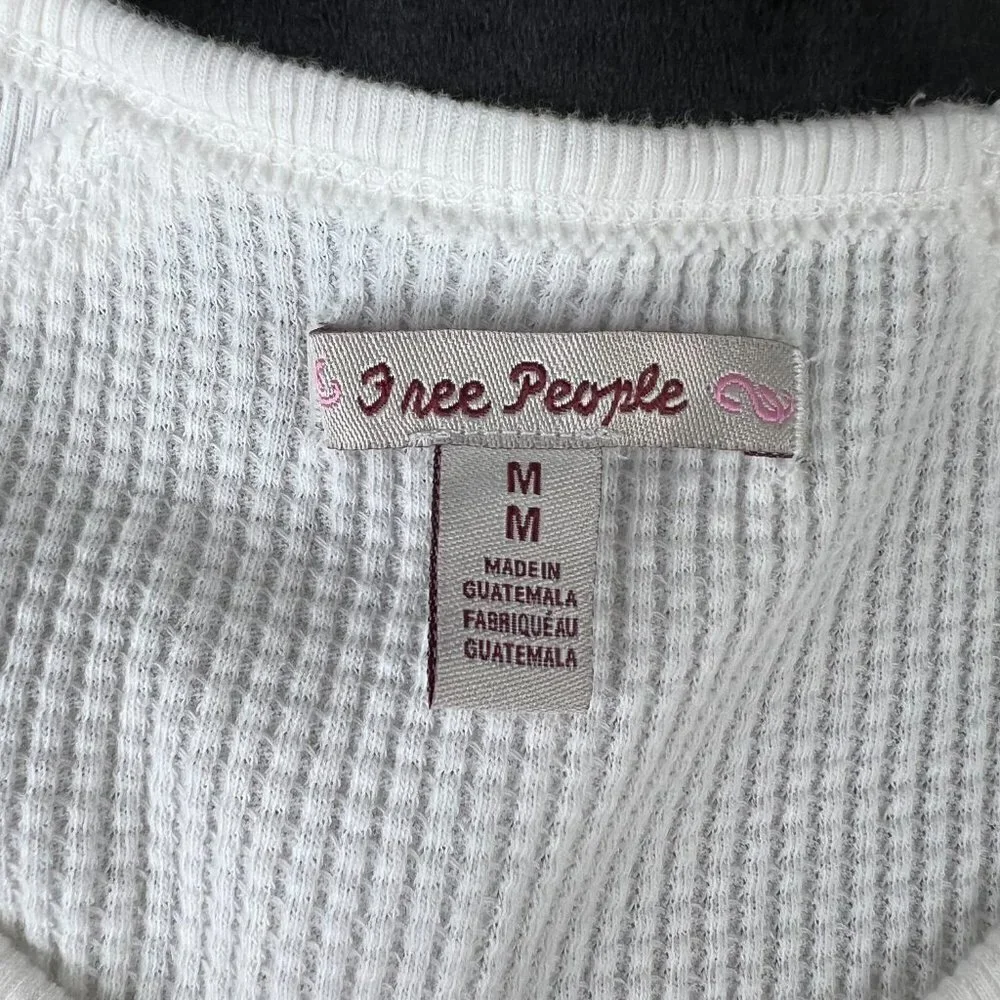 Free‎ People Santa Clara Waffle Knit Thermal Long Sleeve Top in Alabaster White